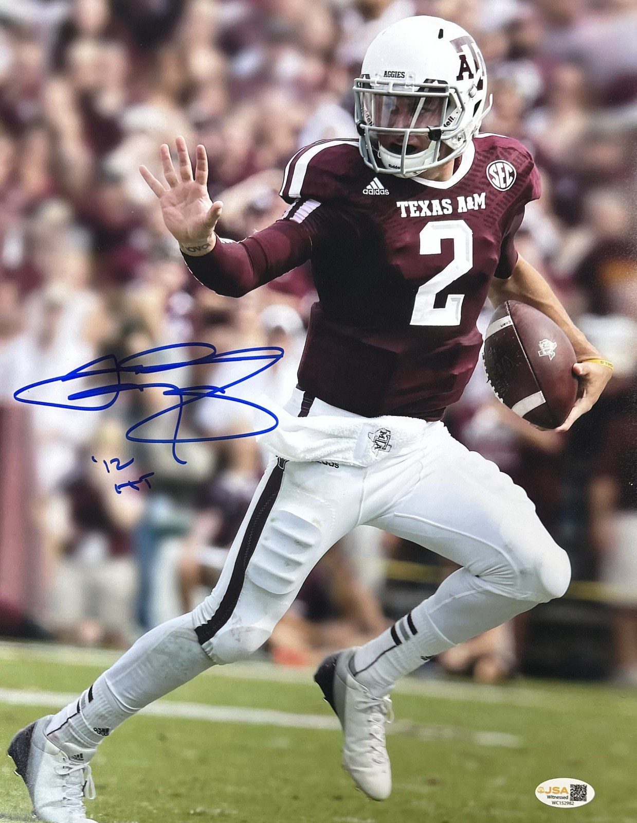 JOHNNY MANZIEL AUTOGRAPHED 16x20 PHOTO JSA AUTHENTICATED TEXAS A&M #1 '12 HT