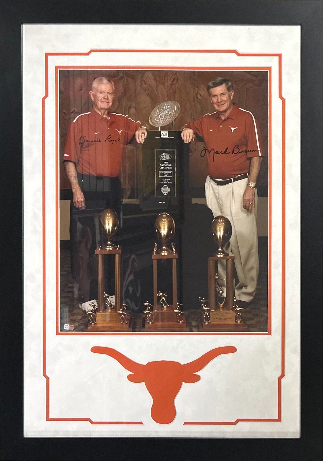 DARRELL ROYAL & MACK BROWN AUTOGRAPHED FRAMED 16x20 PHOTO FANATICS UT LONGHORNS