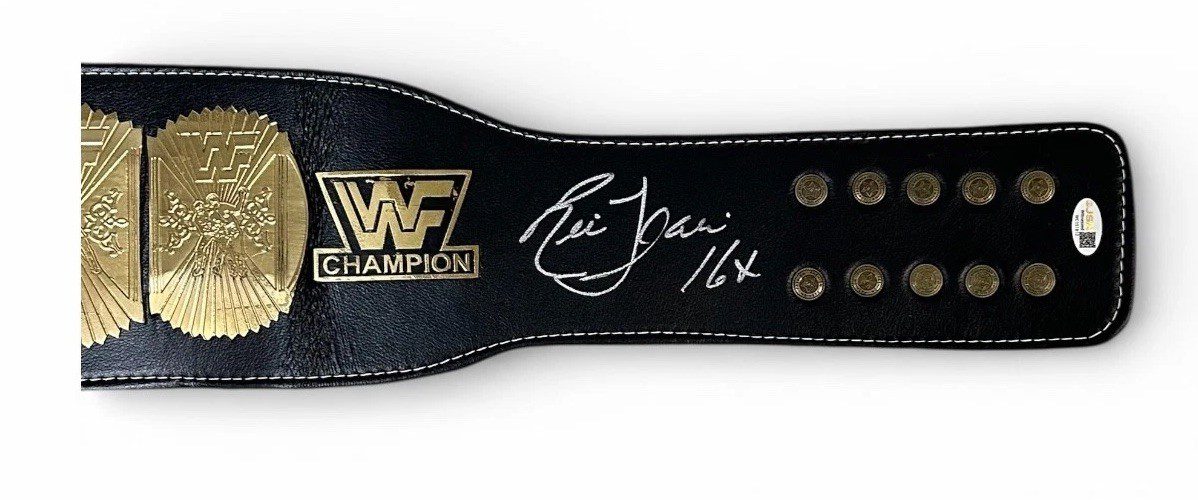 RIC FLAIR AUTOGRAPHED CUSTOM EAGLE BLACK & GOLD BELT JSA SILVER 16X - Image 2