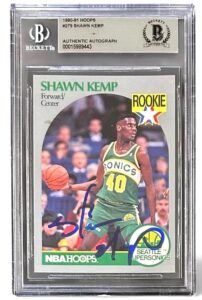 SHAWN KEMP AUTOGRAPHED 1990-91 NBA HOOPS ROOKIE CARD #279 BECKETT 15989443
