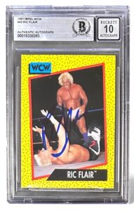 Ric Flair Signed 1991 Impel WCW Card #43 Beckett 18338283 Auto 10
