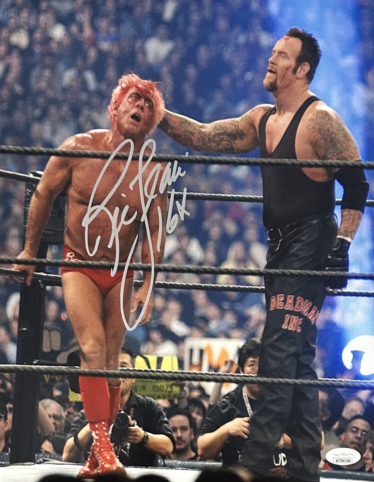 RIC FLAIR AUTOGRAPHED 11x14 PHOTO JSA WWE WCW #20 16X SILVER AUTO