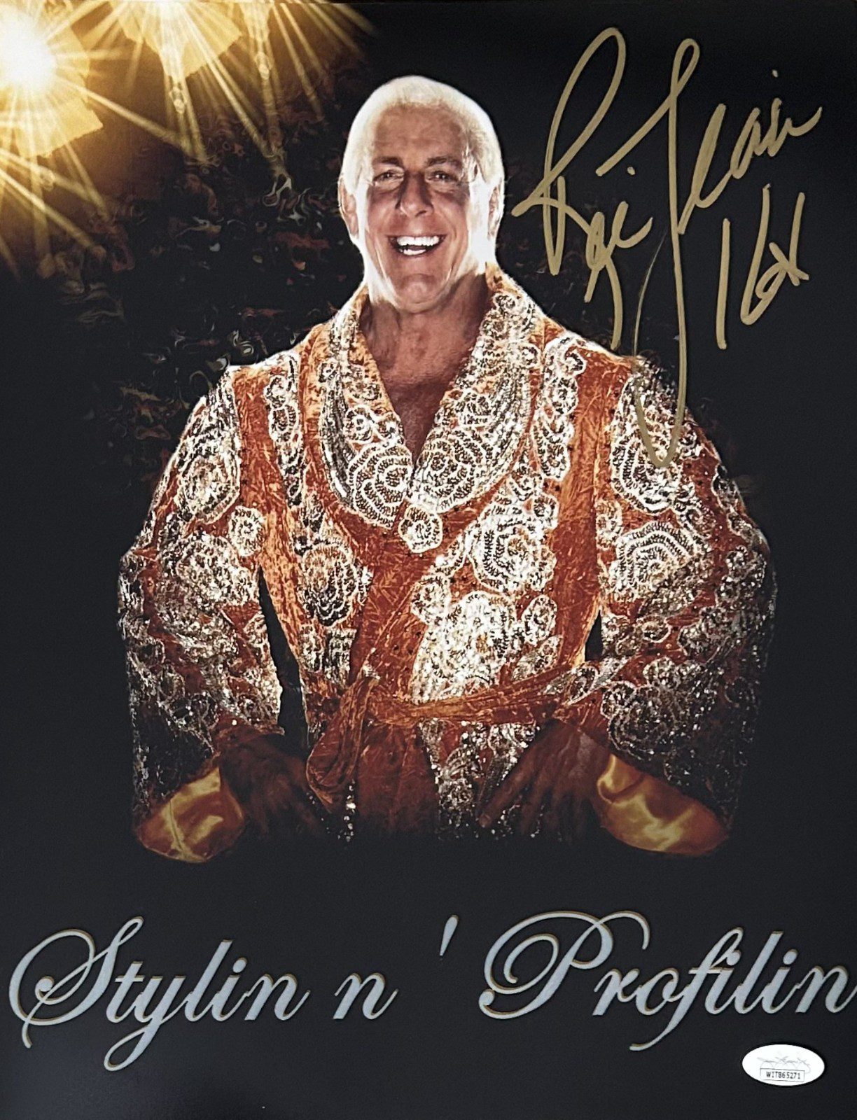 RIC FLAIR AUTOGRAPHED 11x14 PHOTO JSA WWE WCW #9 16X GOLD AUTO