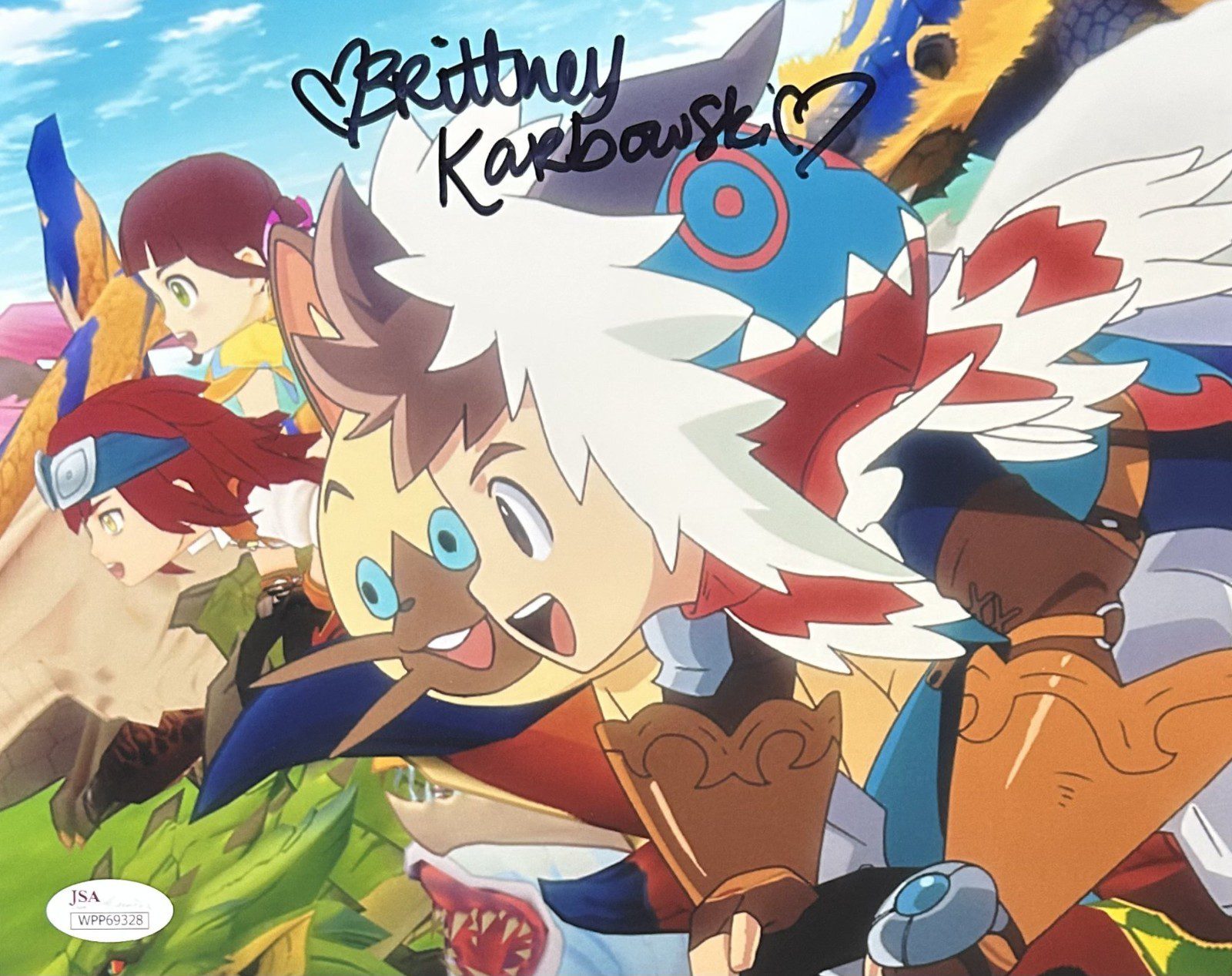 BRITTNEY KARBOWSKI SIGNED 8x10 PHOTO JSA MONSTER HUNTER STORIES VIDEO GAME