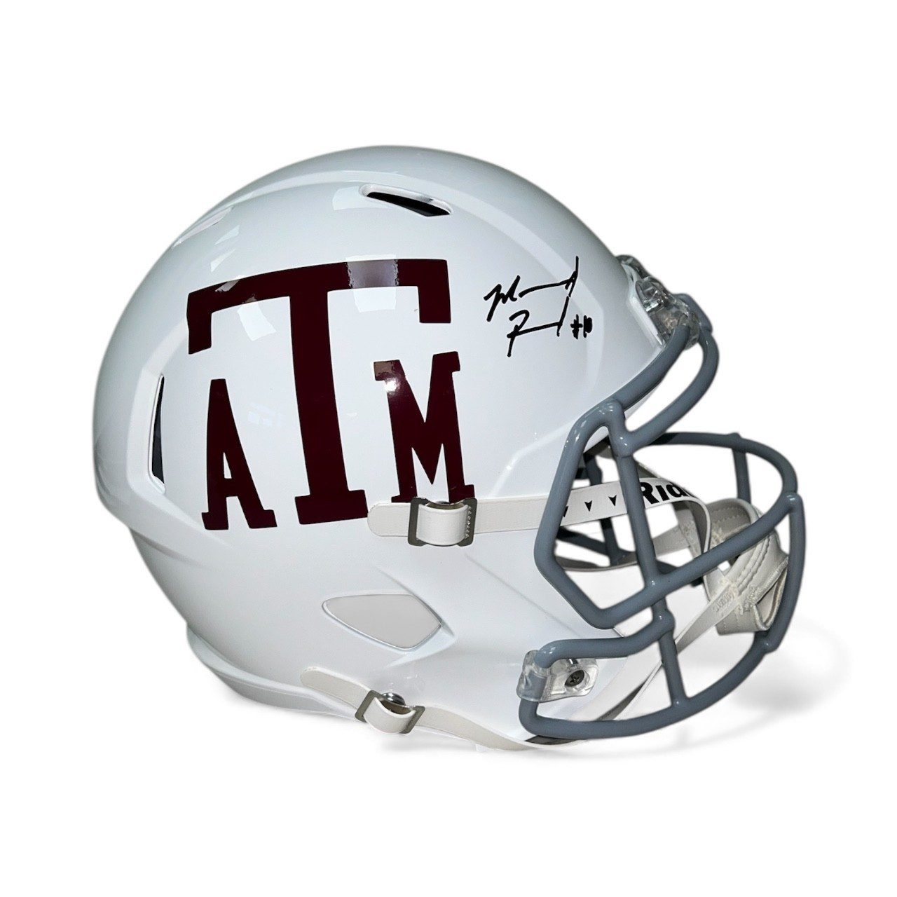 MARCEL REED AUTOGRAPHED WHITE THROWBACK TEXAS A&M SPEED FULL SIZE HELMET JSA 1