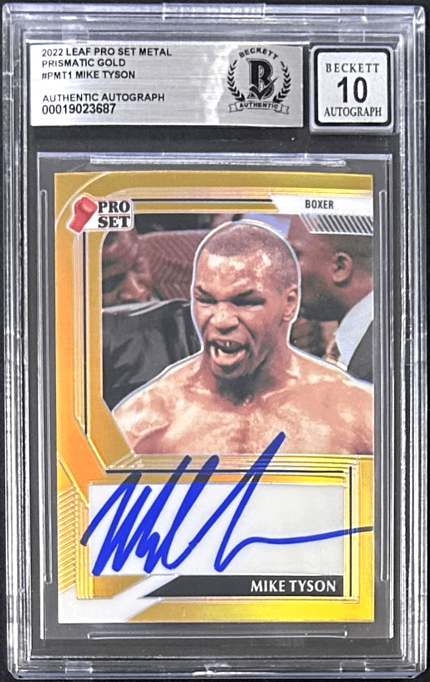MIKE TYSON 2022 LEAF PRO SET METAL PRISMATIC GOLD CARD #PMT1 BAS 19023687