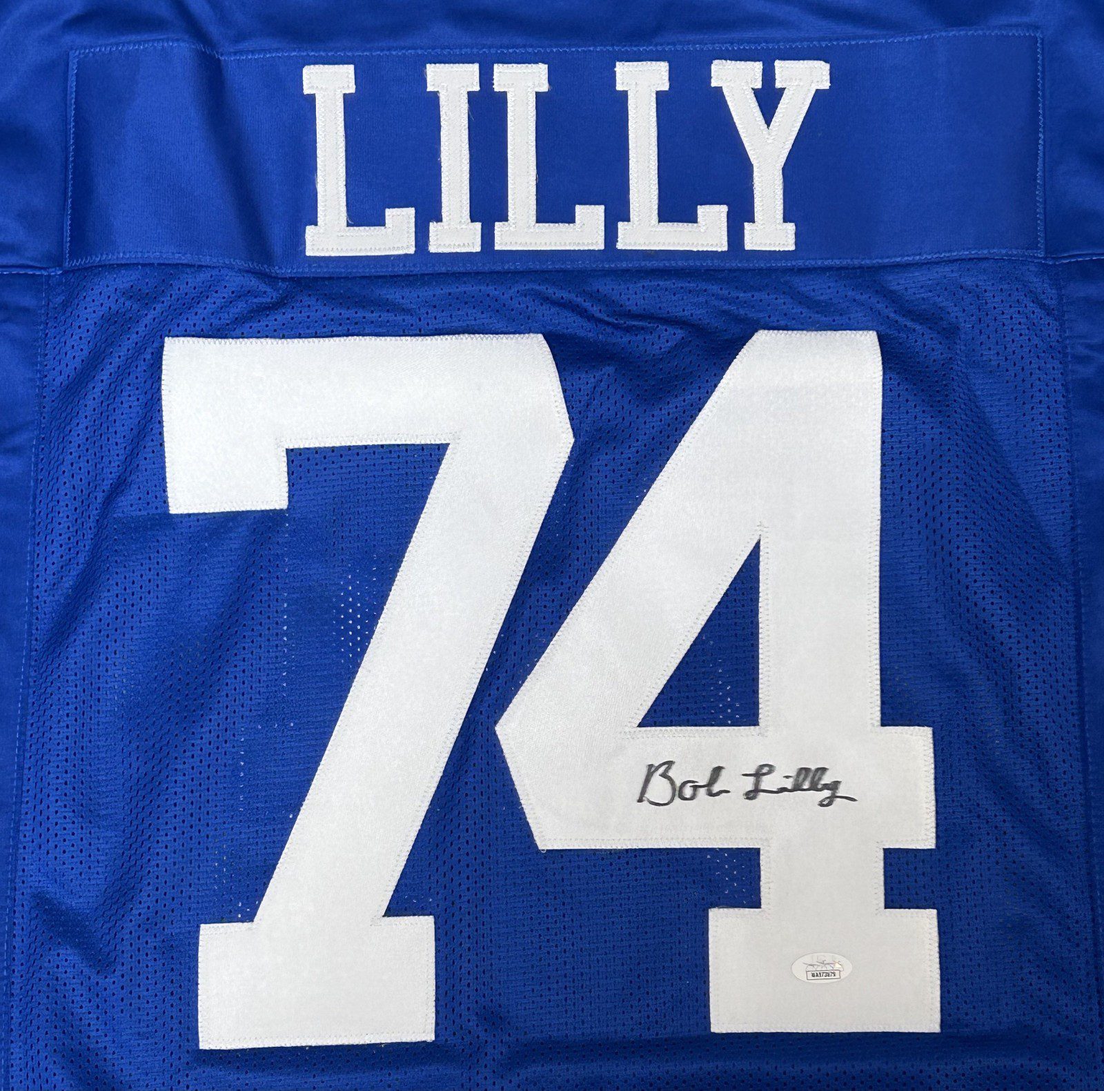 BOB LILLY SIGNED CUSTOM BLUE JERSEY JSA - Image 3