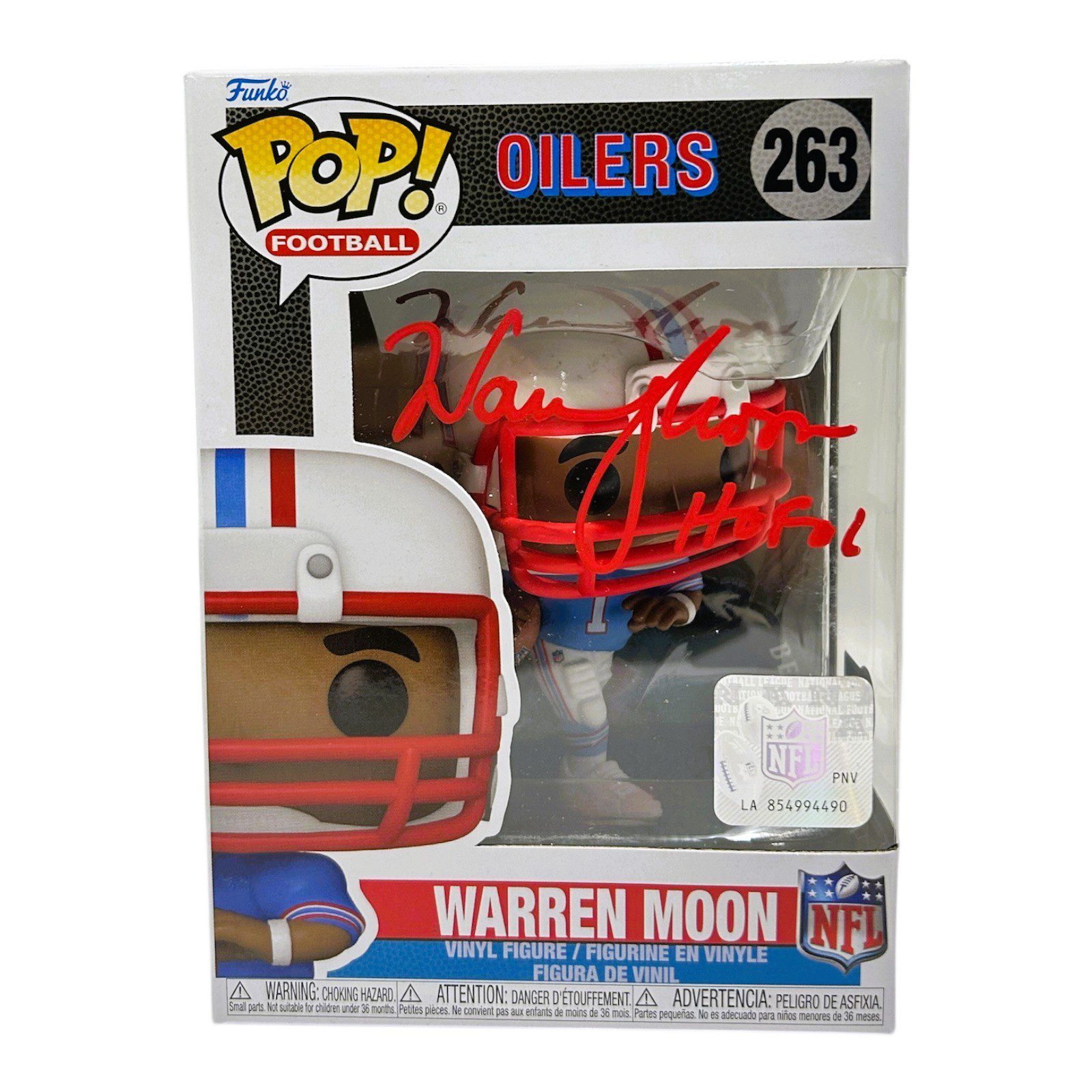 WARREN MOON ATUOGRAPHED HOUSTON OILERS FUNKO POP 263 BECKETT AUTHENTICATED