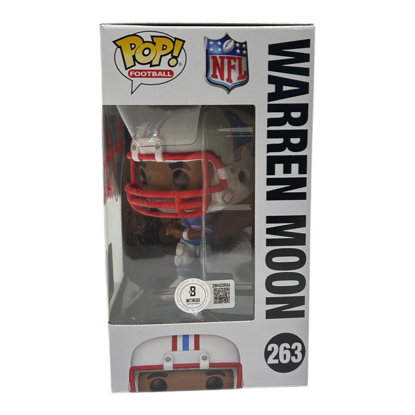 WARREN MOON ATUOGRAPHED HOUSTON OILERS FUNKO POP 263 BECKETT AUTHENTICATED - Image 2