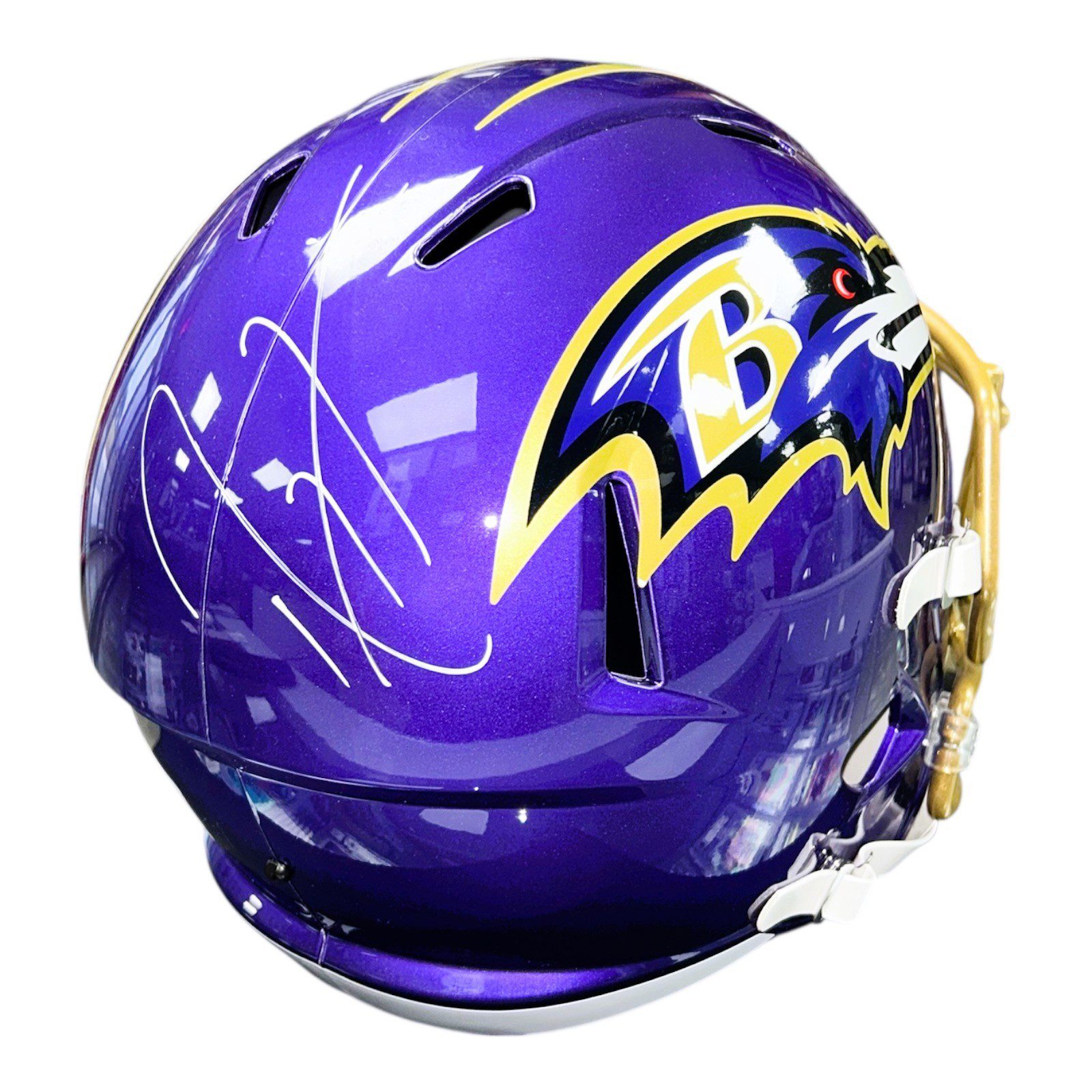 RAY LEWIS BALTIMORE RAVENS FULL SIZE FLASH SPEED REPLICA HELMET JSA - Image 2