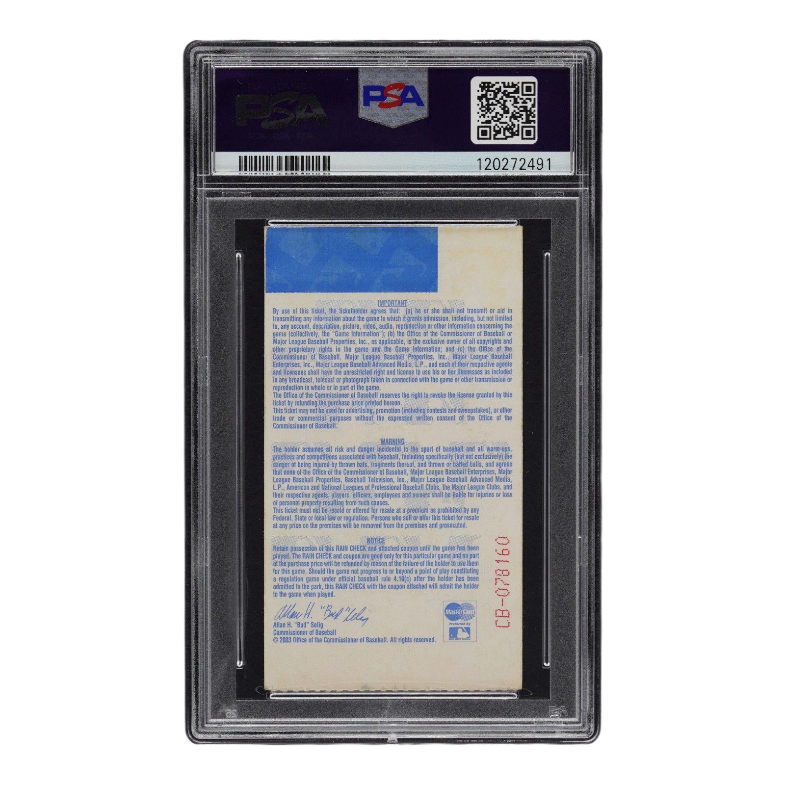 MOISES ALOU SIGNED 2003 NLCS GAME 6 THE STEVE BARTMAN GAME TICKET STUB PSA GOOD2 - Image 3