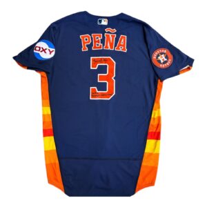 JEREMY PENA SIGNED 2023 SEASON & POSTSEASON GAME USED NIKE HOUSTON ASTROS JERSEY