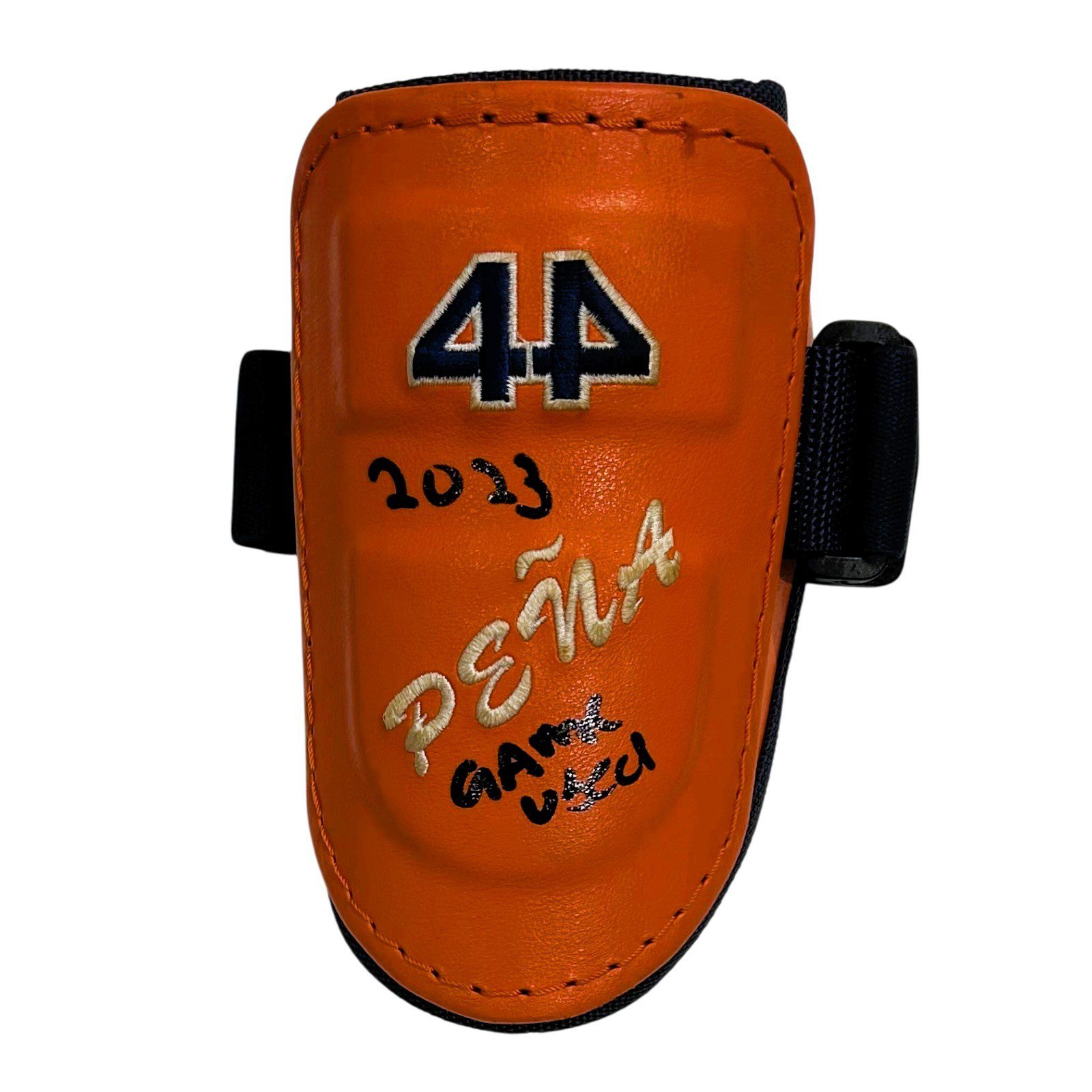 JEREMY PENA SIGNED 2023 SEASON GAME USED 44 PRO PROTECTIVE GEAR SET ORANGE - Image 5