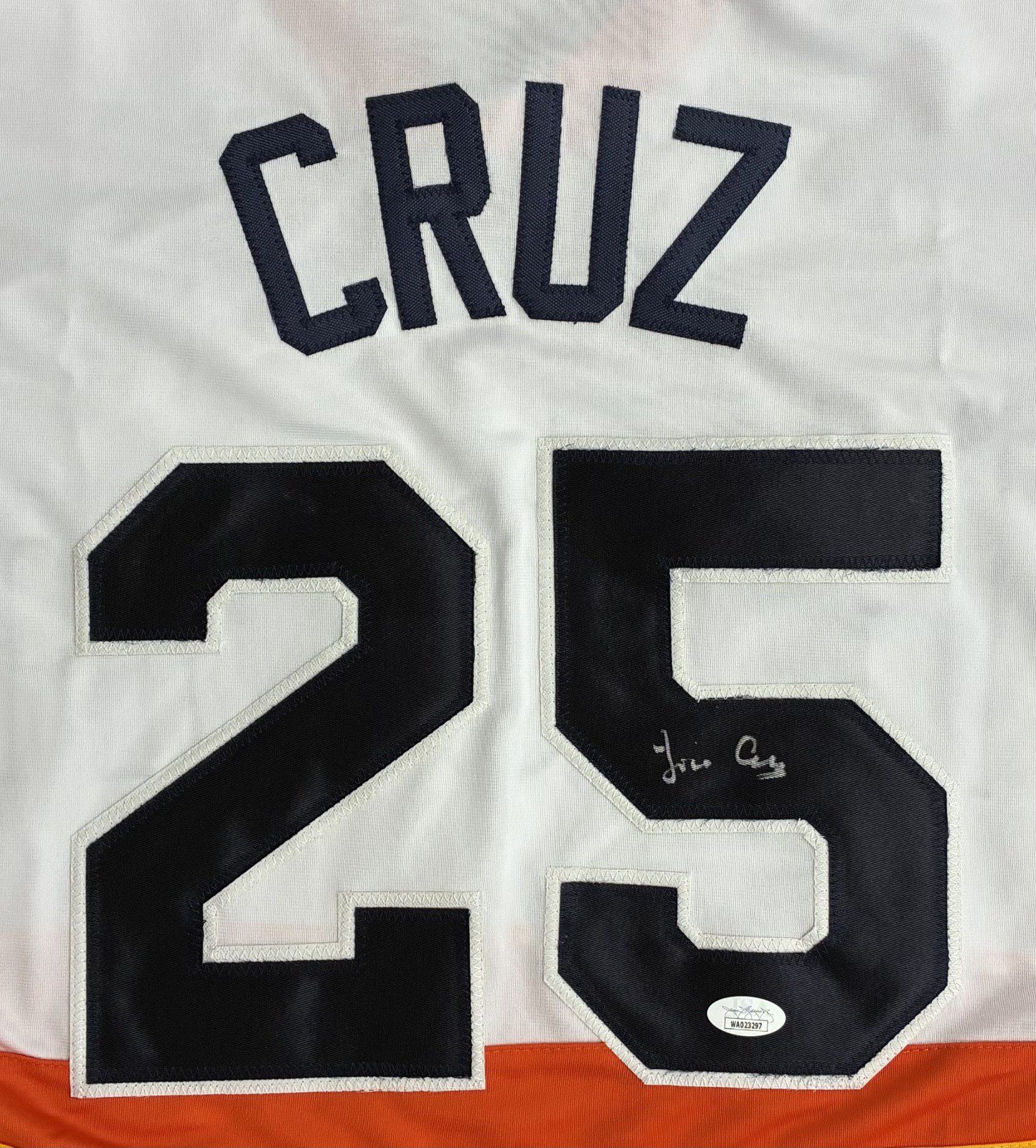 JOSE CRUZ AUTOGRAPHED RAINBOW CUSTOM JERSEY JSA AUTHENTICATION - Image 2