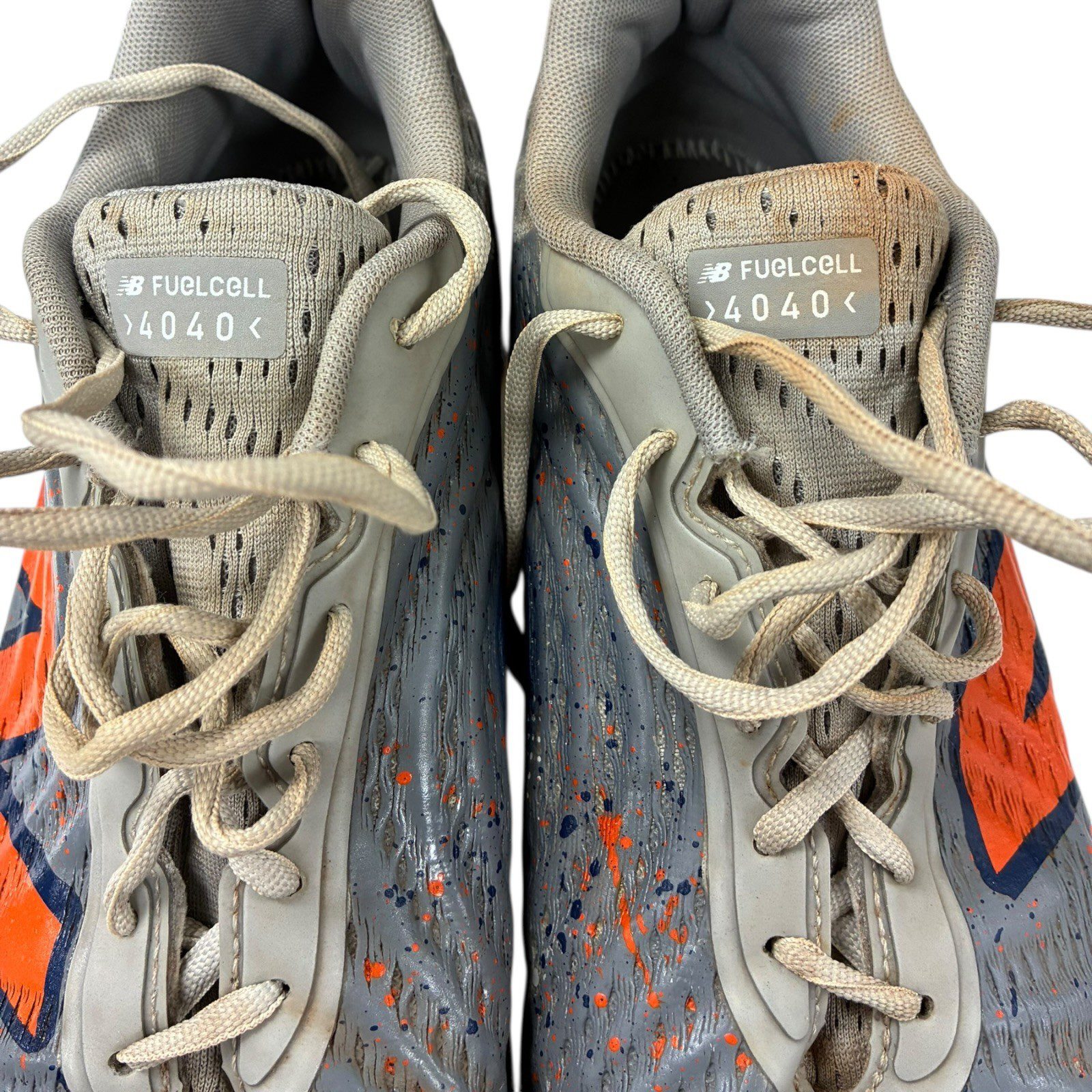 JEREMY PENA SIGNED 2024 SEASON GAME USED ASTROS WORN BASEBALL CLEATS GRAY/ORANGE - Image 16