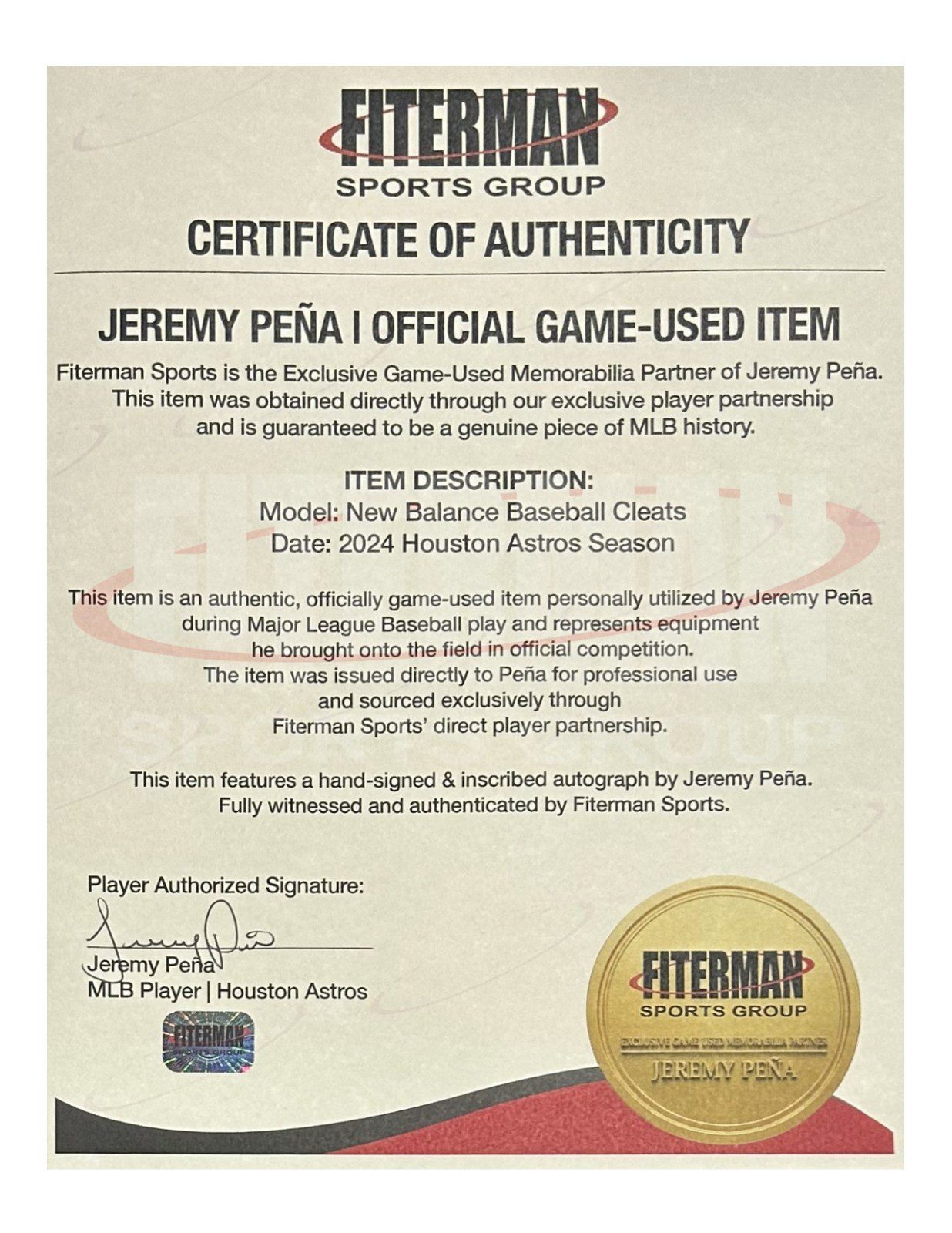 JEREMY PENA SIGNED 2024 SEASON GAME USED ASTROS WORN BASEBALL CLEATS GRAY/ORANGE - Image 20