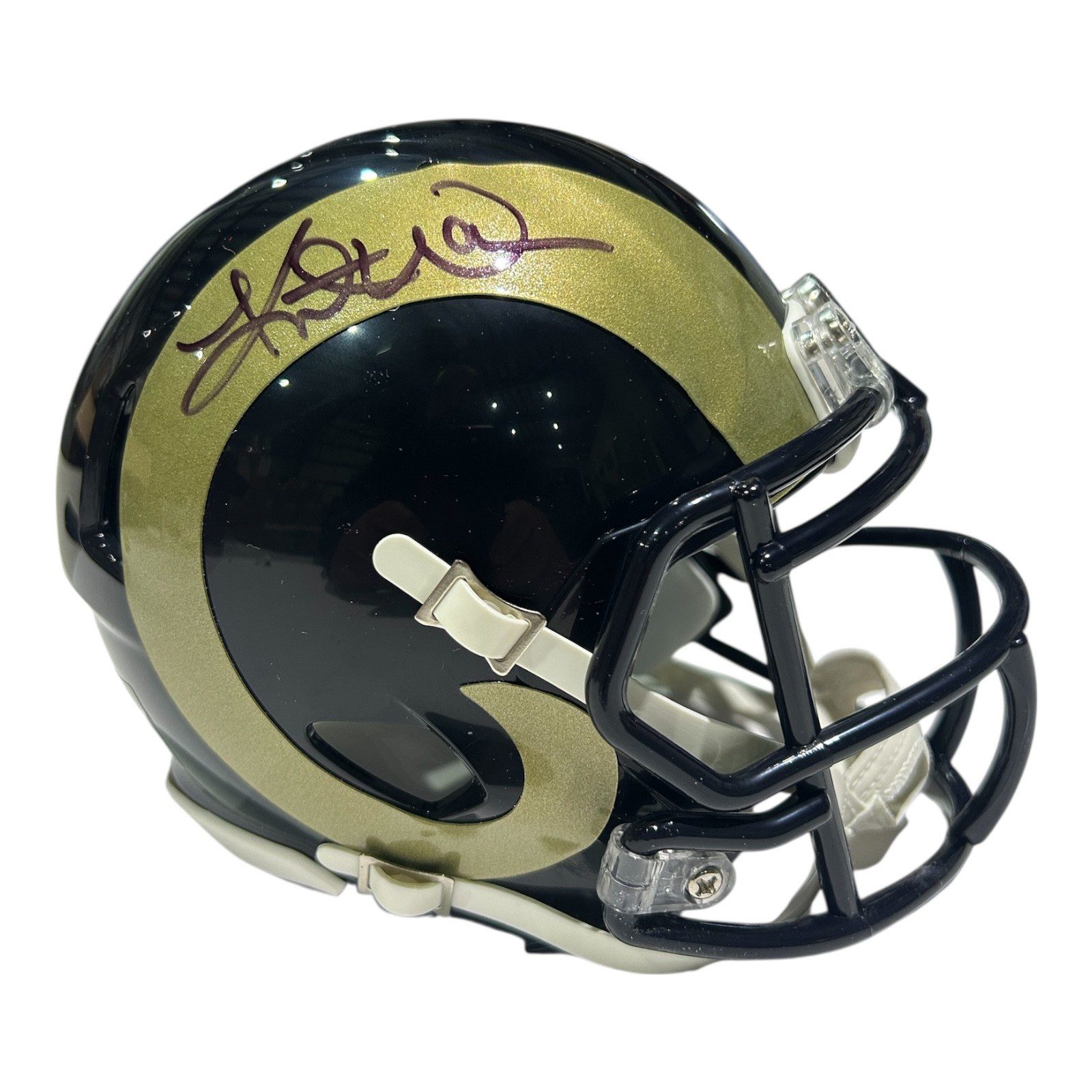 KURT WARNER AUTOGRAPHED ST. LOUIS RAMS MINI HELMET BECKETT