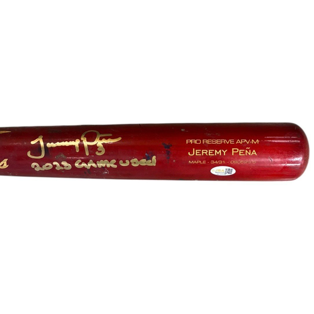 JEREMY PENA SIGNED 2023 ASTROS VICTUS GAME USED CRACKED BAT PRO RESERVE APV-M G - Image 4