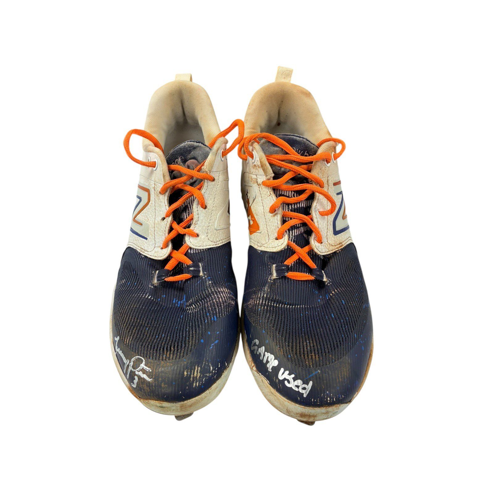 JEREMY PENA SIGNED GAME USED HOUSTON ASTROS WORN BASEBALL CLEATS BLUE/WHITE