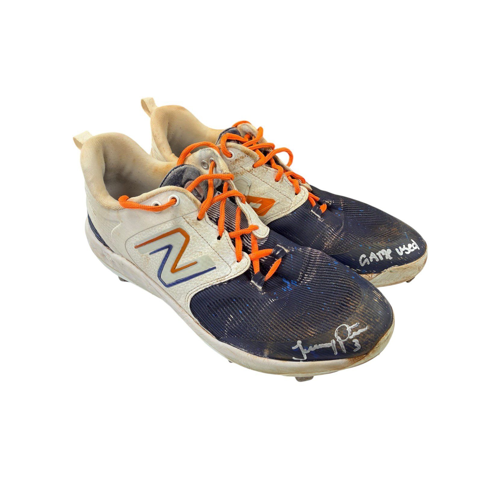 JEREMY PENA SIGNED GAME USED HOUSTON ASTROS WORN BASEBALL CLEATS BLUE/WHITE - Image 2