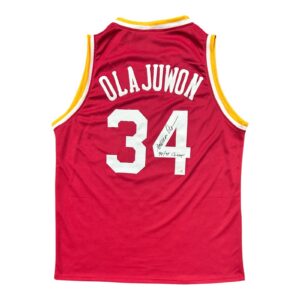HAKEEM OLAJUWON AUTOGRAPHED RED JERSEY JSA AUTHENTICATED 94/95 CHAMPS