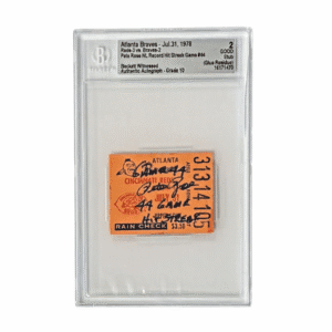 PETE ROSE AUTOGRAPHED TICKET STUB 7/31/1978 BECKETT NL RECORD 44 GAME HIT STREAK