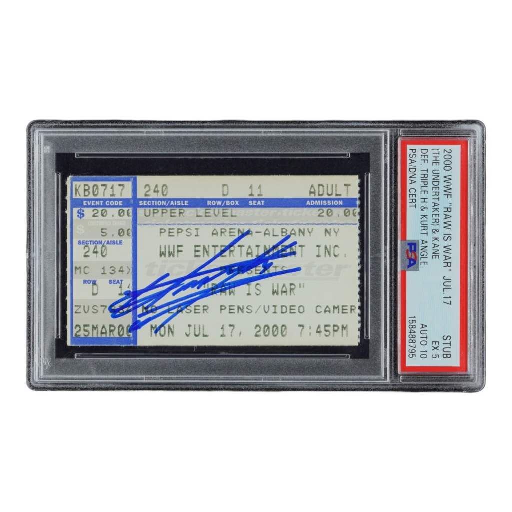 UNDERTAKER SIGNED 2000 WWF RAW IS WAR TICKET STUB PSA 5 158488795