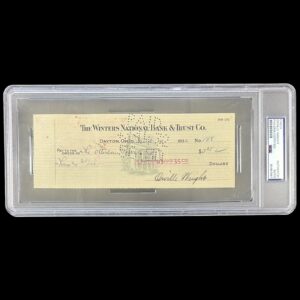 ORVILLE WRIGHT SIGNED CHECK WRIGHT BROTHERS PSA/DNA 85481961 Airplane Inventor