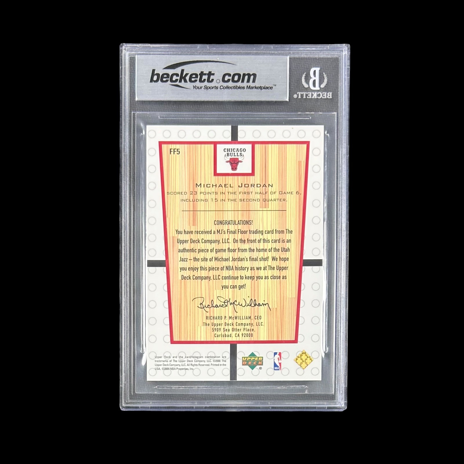 MICHAEL JORDAN 2000 UD CENTURY LEGENDS MJ's FINAL FLOOR JUMBOS CARD #FF5 BECKETT - Image 2