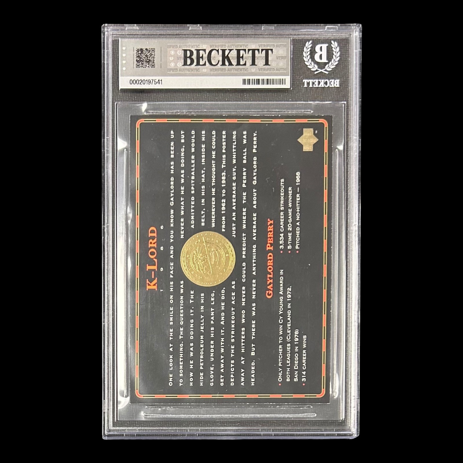 GAYLORD PERRY AUTOGRAPHED 1994 UPPER DECK NIKE POSTER CARD BECKETT 20197541 - Image 2