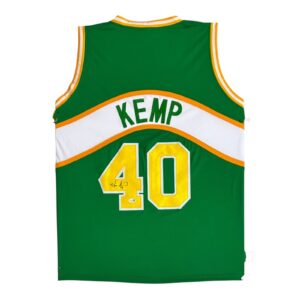 SHAWN KEMP AUTOGRAPHED GREEN/WHITE/YELLOW JERSEY JSA AUTHENTICATED