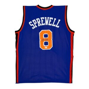 LATRELL SPREWELL AUTOGRAPHED BLUE/ORANGE JERSEY JSA AUTHENTICATED