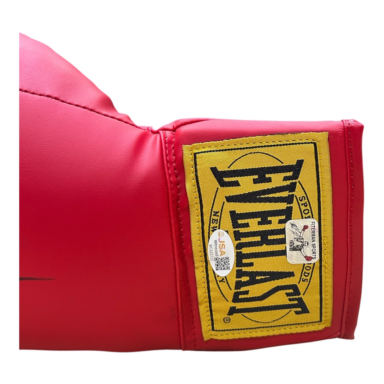 MIKE TYSON AUTOGRAPHED RED BOXING GLOVE JSA & MIKE TYSON AUTHENTICATION L GOLD - Image 2