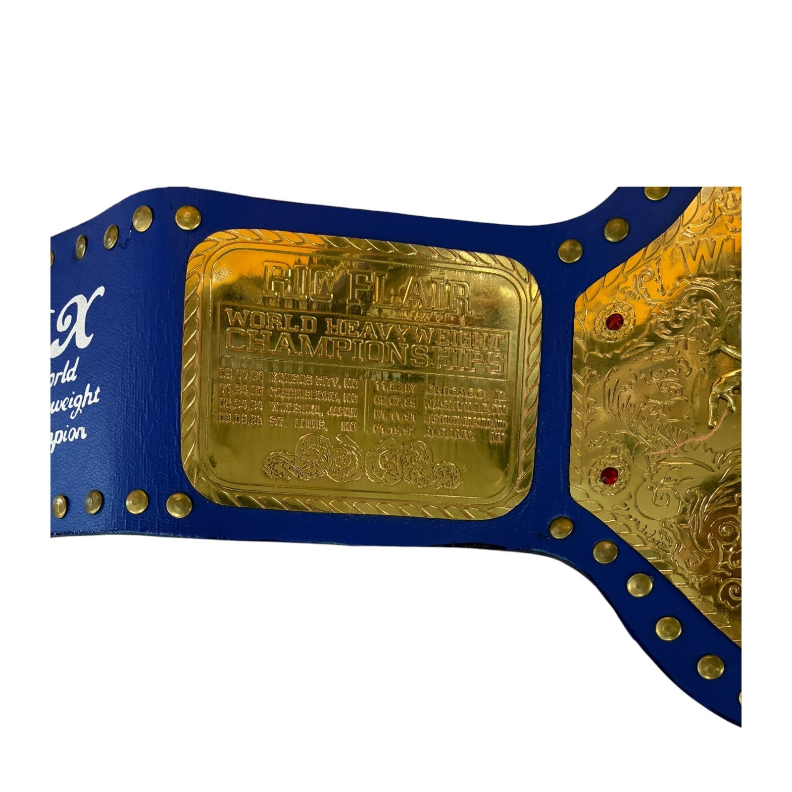 RIC FLAIR AUTOGRAPHED CUSTOM BLUE & GOLD BELT JSA NATURE BOY 16x Wooooo BLACK - Image 5