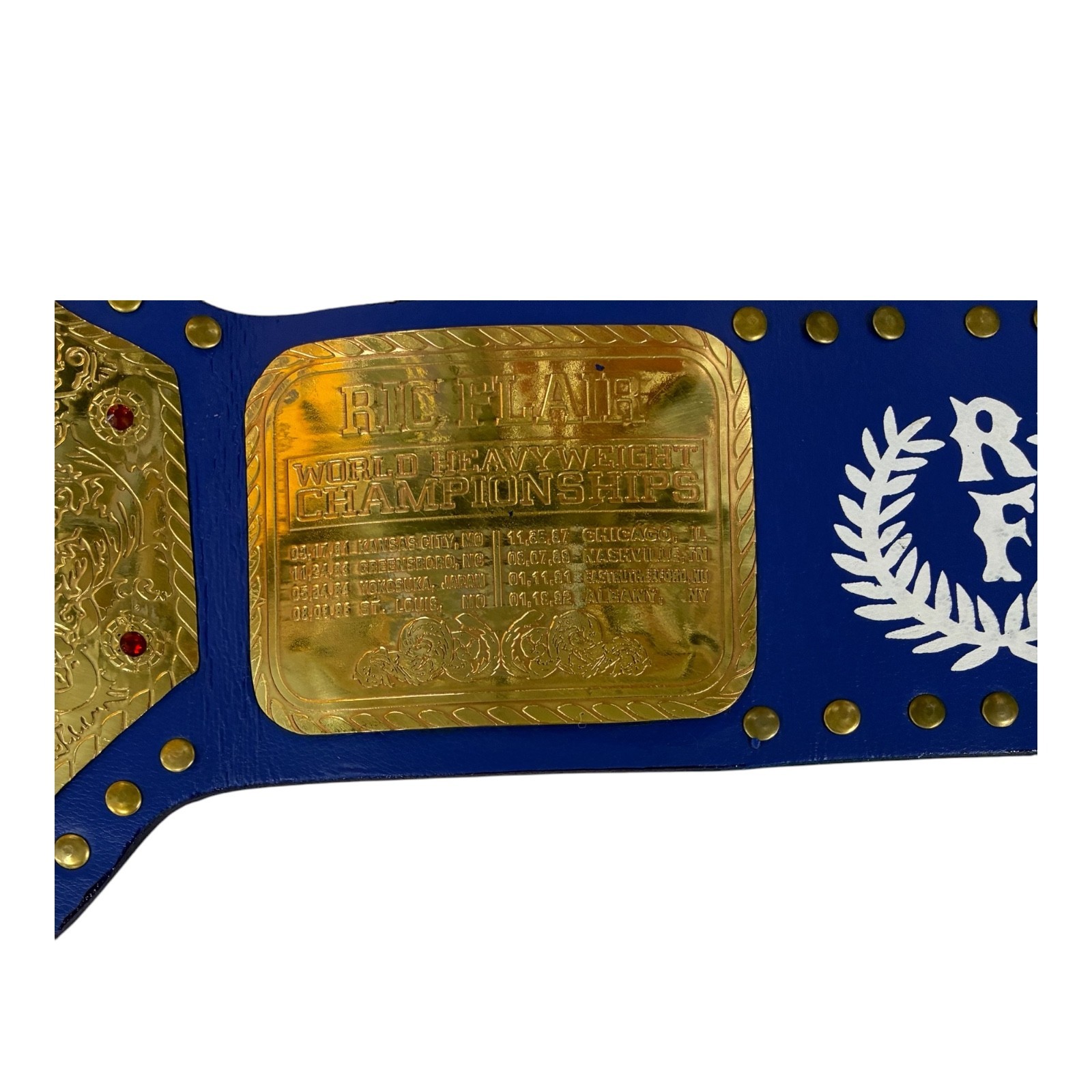 RIC FLAIR AUTOGRAPHED CUSTOM BLUE & GOLD BELT JSA NATURE BOY 16x Wooooo BLACK - Image 6