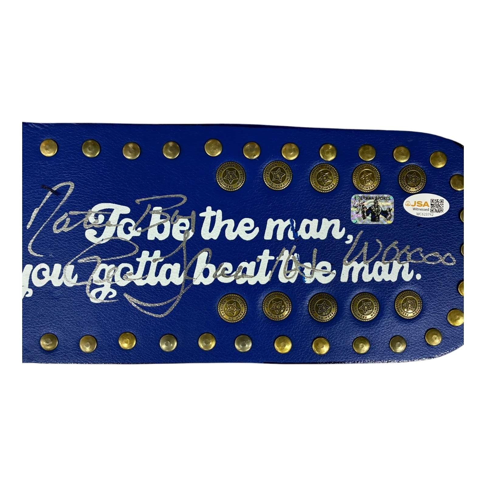 RIC FLAIR AUTOGRAPHED CUSTOM BLUE & GOLD BELT JSA NATURE BOY 16x Wooooo SILVER - Image 3