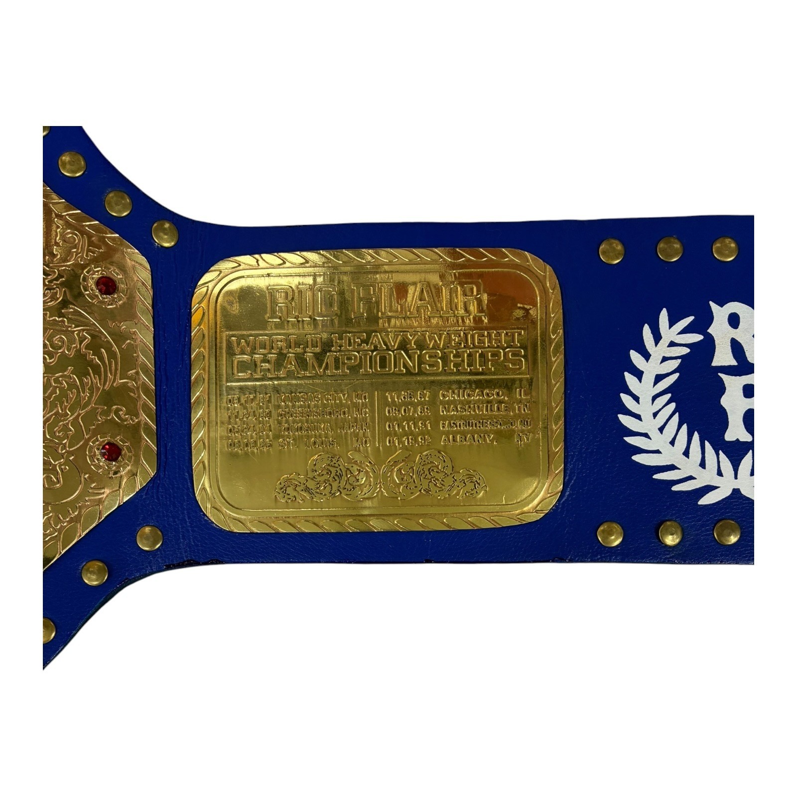 RIC FLAIR AUTOGRAPHED CUSTOM BLUE & GOLD BELT JSA NATURE BOY 16x Wooooo SILVER - Image 5