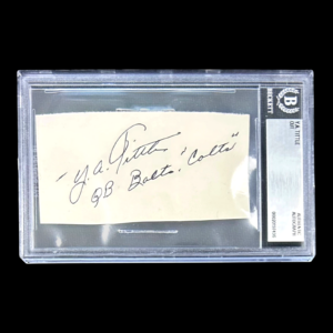 Y.A. TITTLE AUTOGRAPHED CUT BECKETT AUTHENTIC 20197496 NFL BALTIMORE COLTS