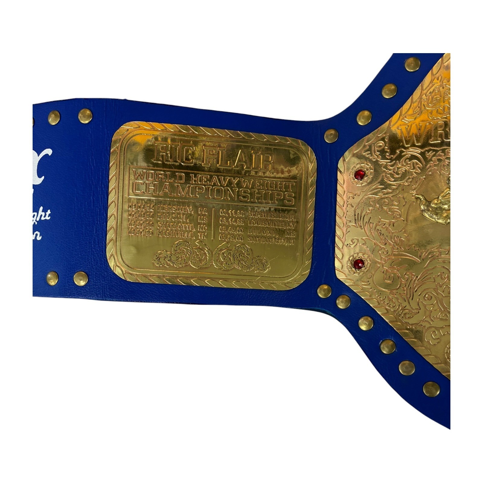 RIC FLAIR AUTOGRAPHED CUSTOM BLUE & GOLD BELT JSA NATURE BOY 16x Wooooo SILVER - Image 6