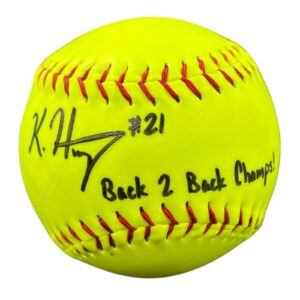 KAYDEN HENRY SIGNED SOFTBALL JSA TEXAS LONGHORNS BACK 2 BACK CHAMPS