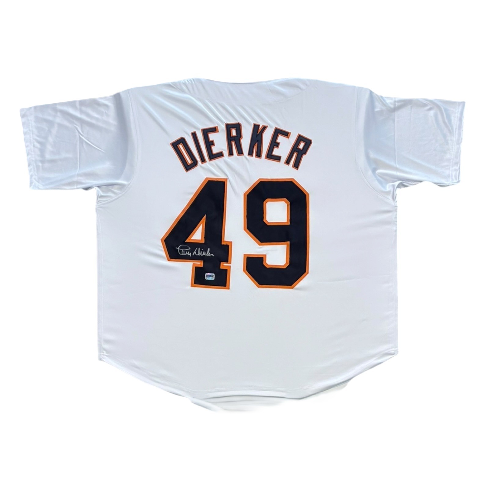 LARRY DIERKER AUTOGRAPHED CUSTOM WHITE JERSEY FITERMAN AUTHENTICATION