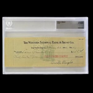 ORVILLE WRIGHT SIGNED CHECK WRIGHT BROTHERS BECKETT 20197622 Inventor Airplane