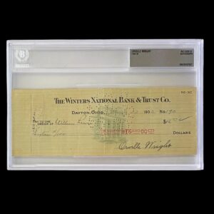 ORVILLE WRIGHT SIGNED CHECK WRIGHT BROTHERS BECKETT 20197627 Inventor Airplane