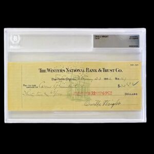 ORVILLE WRIGHT SIGNED CHECK WRIGHT BROTHERS BECKETT 20197623 Inventor Airplane