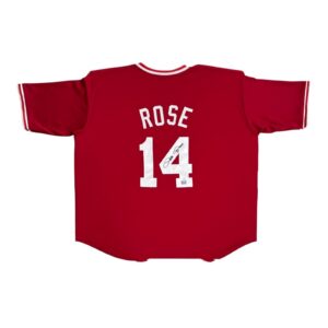 PETE ROSE AUTOGRAPHED RED/WHITE JERSEY JSA & ROSE EXCLUSIVE HOLOGRAM
