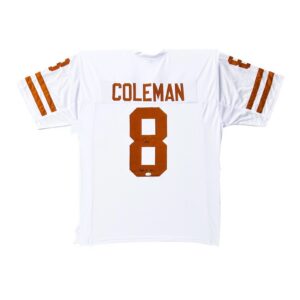 CAM COLEMAN SIGNED CUSTOM WHITE JERSEY JSA AUTHENTICATED HOOK 'EM HORNS