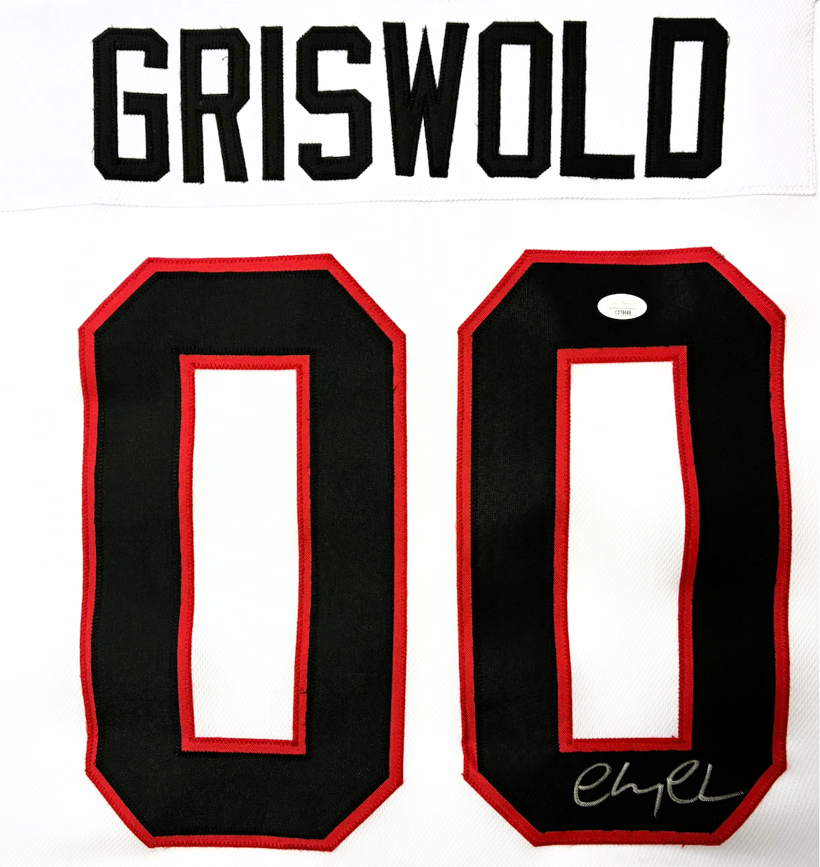 CHEVY CHASE "GRISWOLD" AUTOGRAPHED WHITE/BLACK/RED JERSEY JSA - Image 2