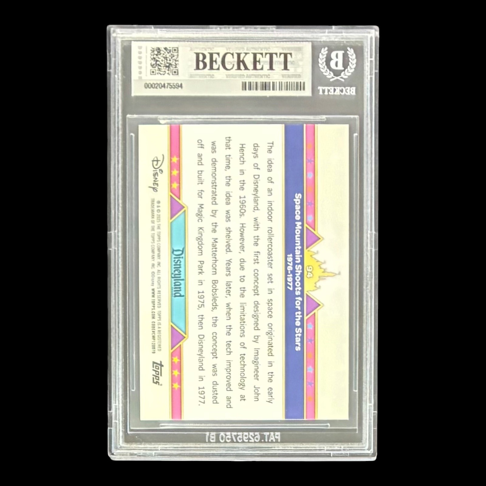 RIC FLAIR SIGNED 2025 TOPPS DISNEYLAND SPACE MOUNTAIN CARD #94 BECKETT 20475594 - Image 3